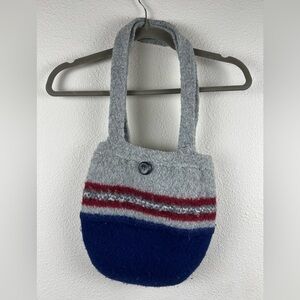 Boho Felted Gray and Blue Women's Shoulder Bag